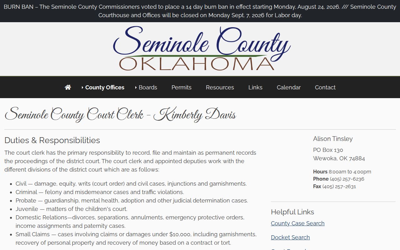 Seminole County outstanding warrants, Court Clerk routing frame