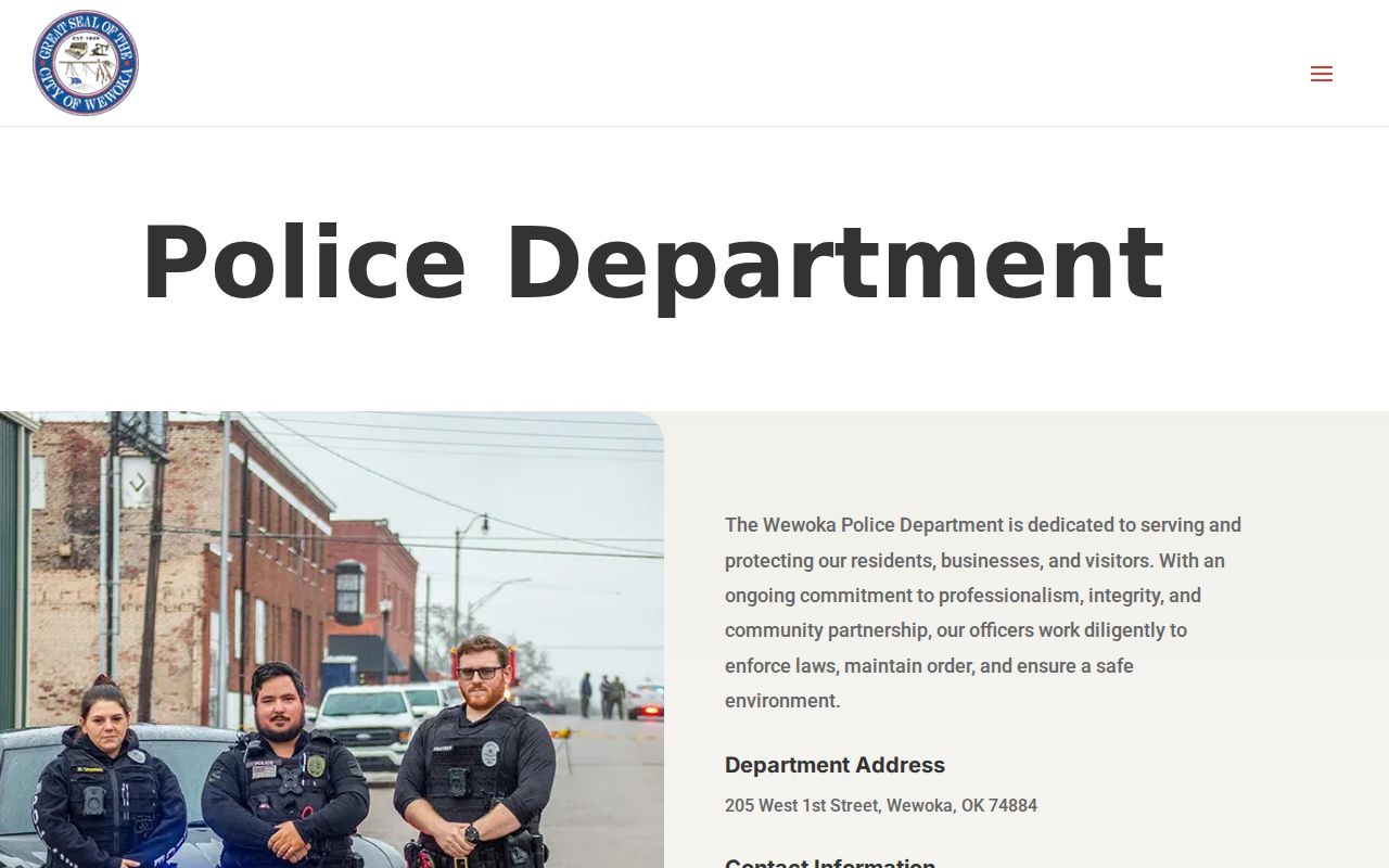 Seminole County warrant records, Wewoka Police Department frame