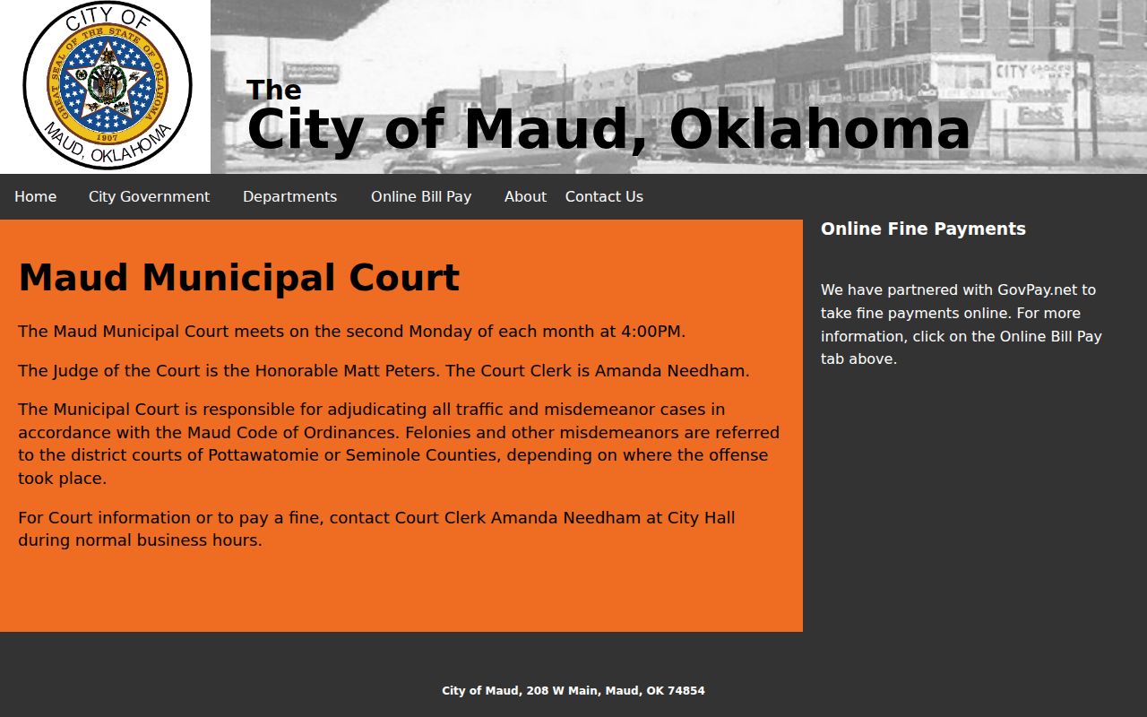 Seminole County bench warrant search, Maud municipal court frame