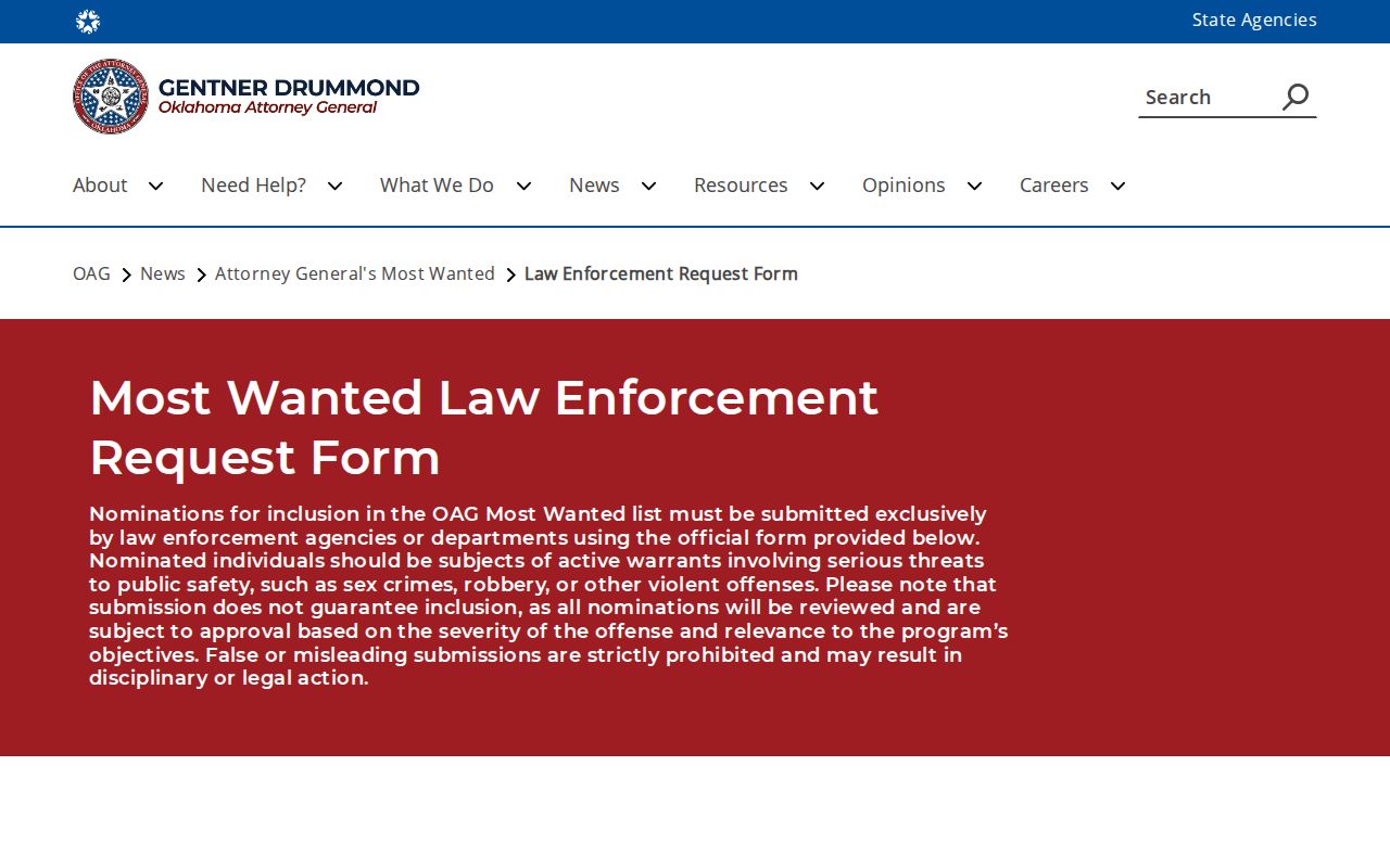 Seminole County Most Wanted warrant records, law-enforcement nomination frame